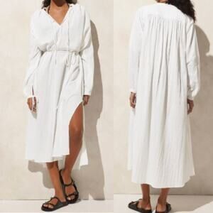 J. Crew Women's Crinkled Texture Airy Gauze Tunic Dress CF355 White Size XS NWT